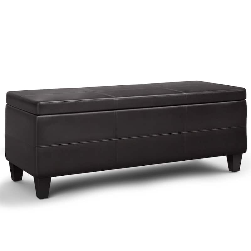 WYNDENHALL Franklin 44 inch Wide Contemporary Rectangle Storage Ottoman in Faux Leather