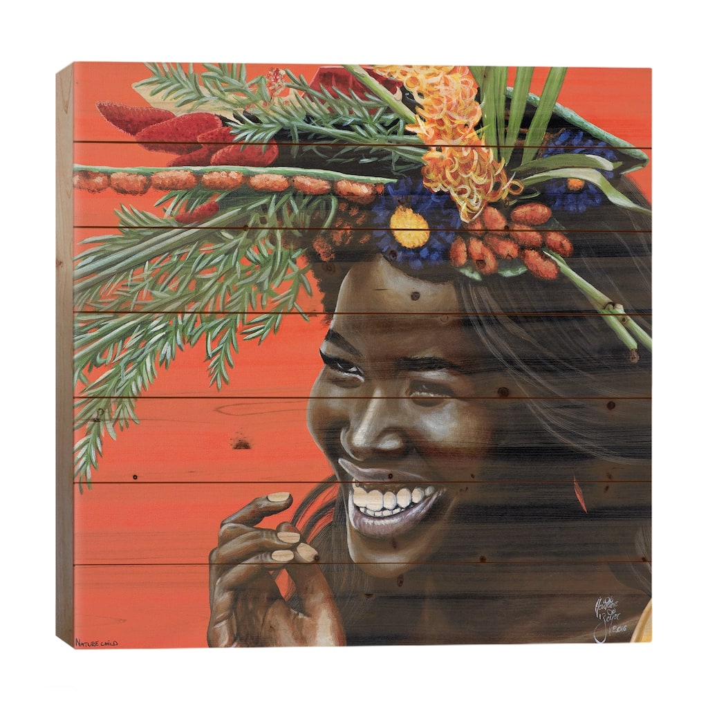 Nature Child Print On Wood by Christian Beijer - Multi-Color