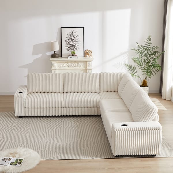 Large Corner Sofa,L Shaped Corner Couch,USB port,Type-C port,Cup-holder,Deep Seat Comfy Upholstered Couches - Bed Bath & Beyond