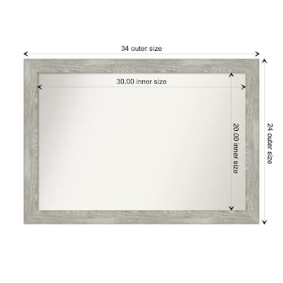 Dove Greywash Narrow Framed Non-Beveled Custom Wall Mirror, Bathroom Vanity Mirror