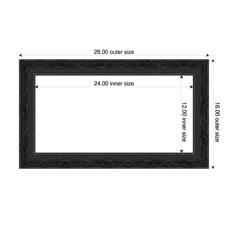 Filigree Framed Dry Erase Magnetic Board - 28 x 16 in - Filigree Gloss Black