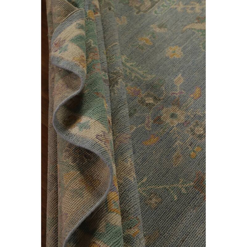 Hand Knotted Oriental 100% Wool Carpet Transitional All-Over Navy Blue & Blues Oushak Area Rug - 10' 2'' X 8' 5''