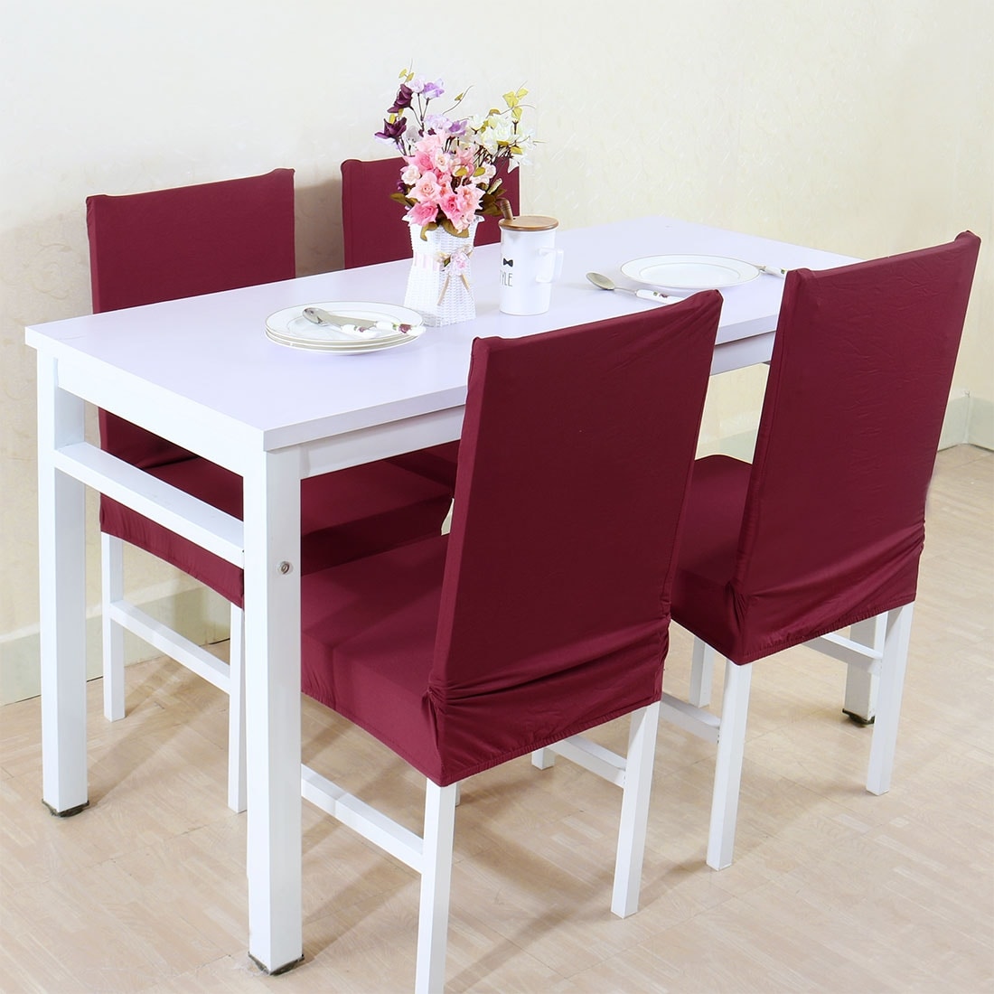 Shop Unique Bargains Burgundy Spandex Washable Dining Chair Cover Protector Overstock 16633356
