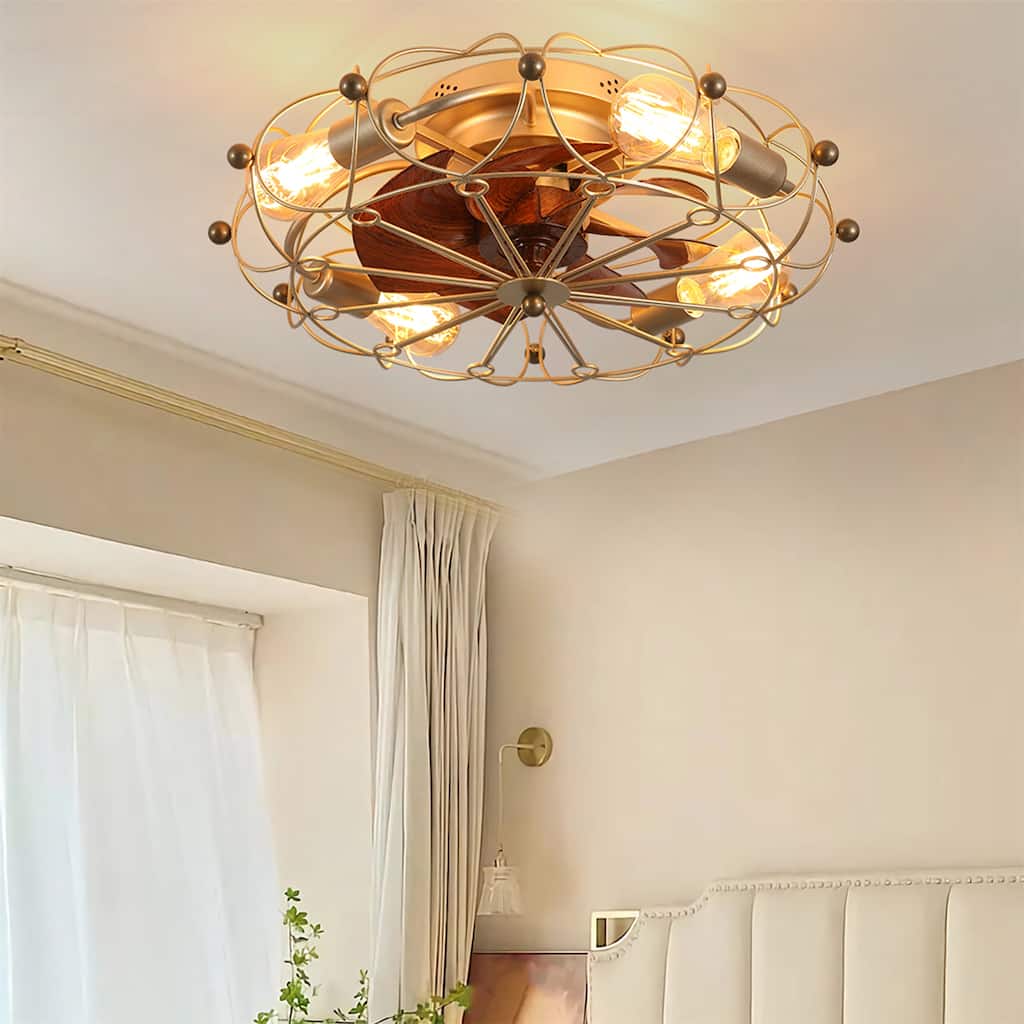 Caged Ceiling Fan with Lights Remote Control