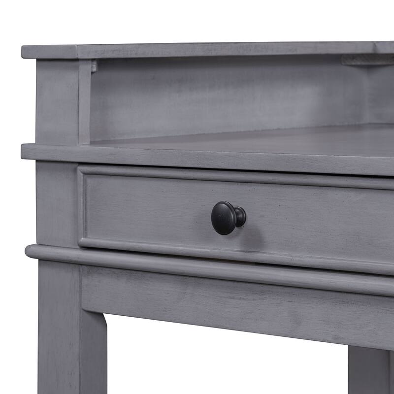 Farmhouse 4 Piece Dining Bar Table Set with 3 Upholstered Stools