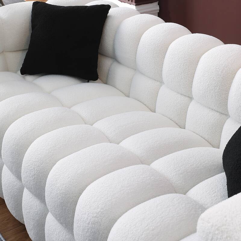 Living Room 2 Seater Sofa, Marshmallow Loveseat Sofa Plush Boucle Couch