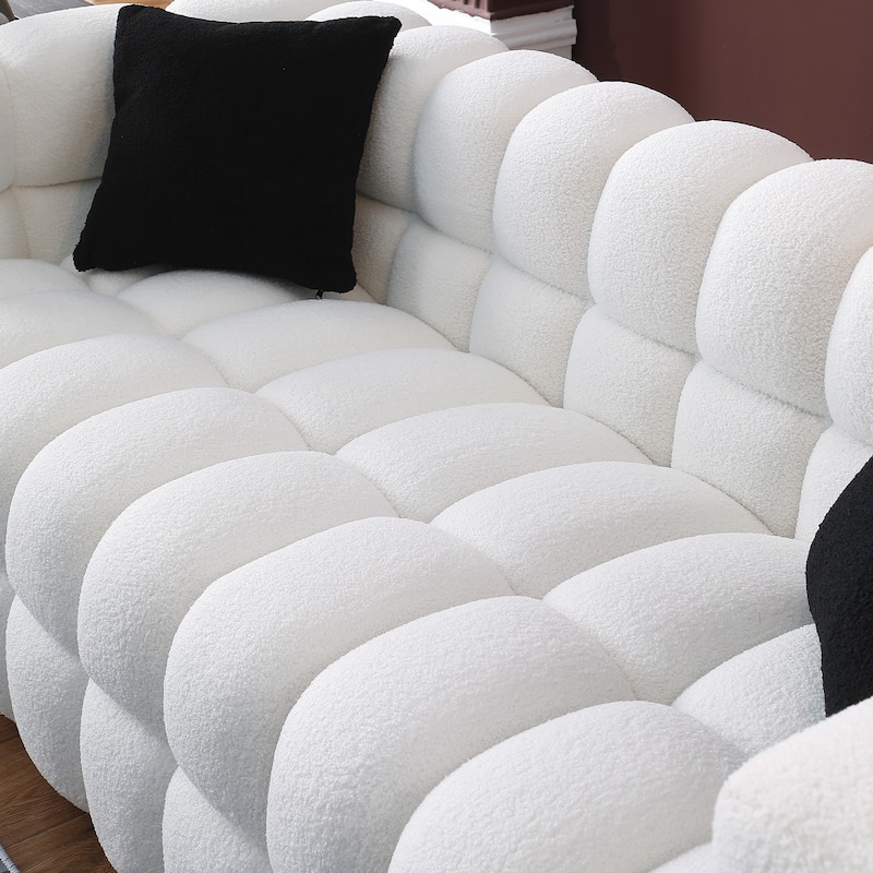 Wayna Modern Style Sofa, Sherpa Thick Cushion Double Loveseat - N/A