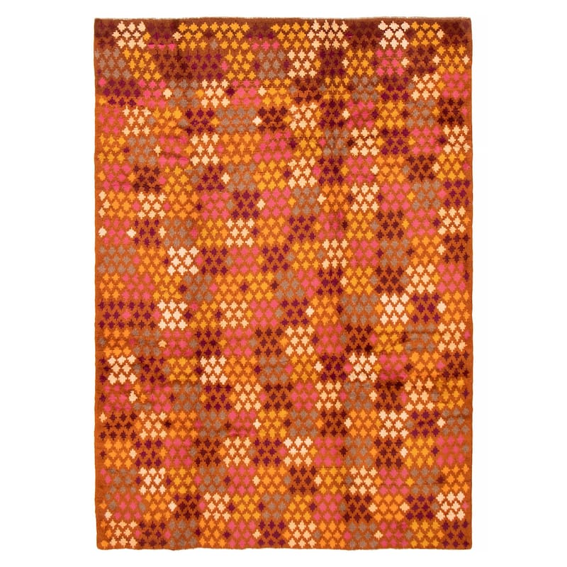 ECARPETGALLERY Hand-knotted Akhjah Brown Wool Rug - 6'9 x 9'8 - 6'9 x 9'8 - Brown