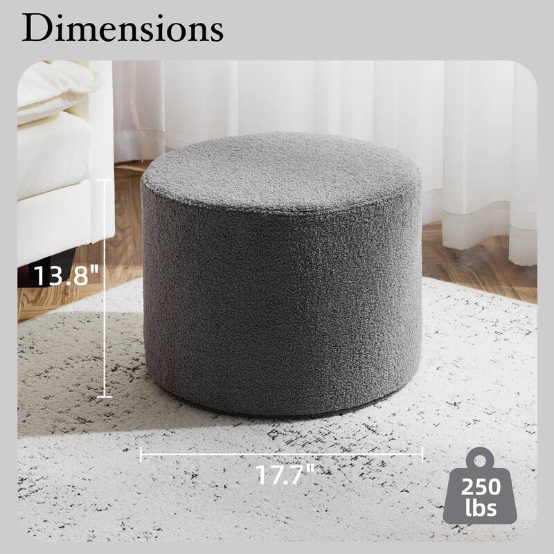 Bezseller Soft Boucle Pouf Ottoman, Comfortable Foot Rest, Full Foam Filling Footstool for Living Room, Bedroom