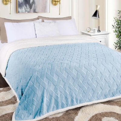Superior Nuuk Jacquard Lattice Fluffy Sherpa Fleece Blanket