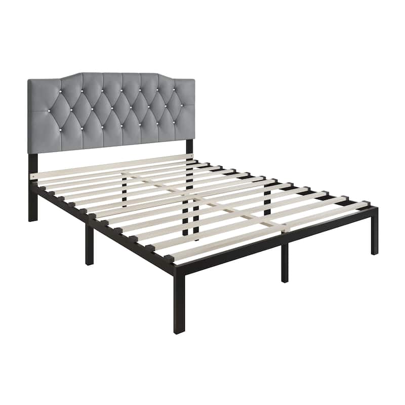 CraftPorch Modern Velvet Tufted Upholstered Platform Bed