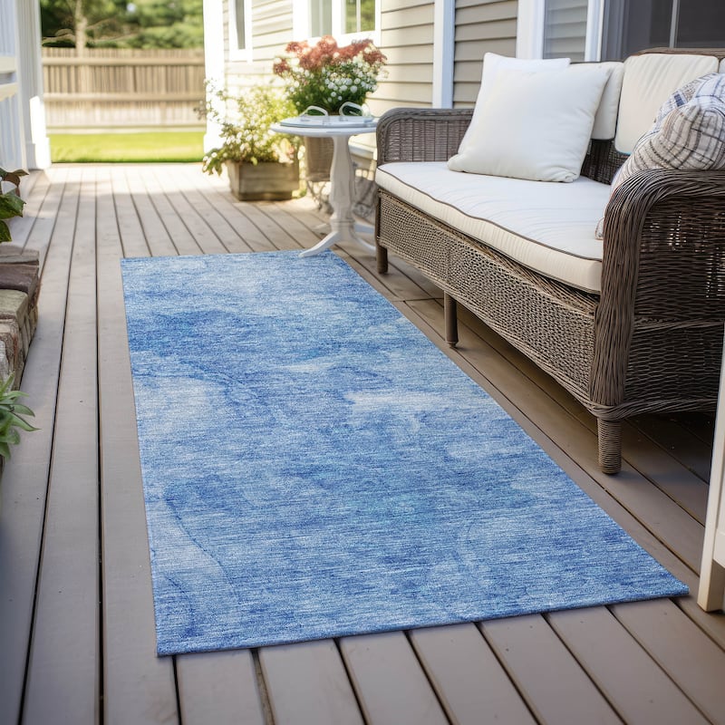 Machine Washable Indoor/ Outdoor Chantille Abstract Watercolor Rug