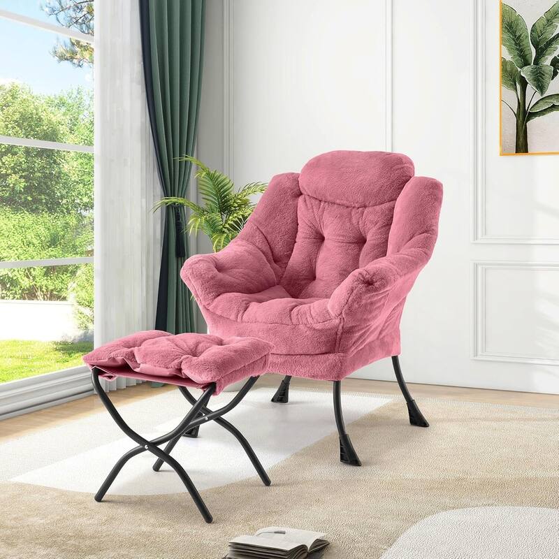 Adjustable Foldable Velvet Lounge Single Sofa Chair for Living Room & Bedroom