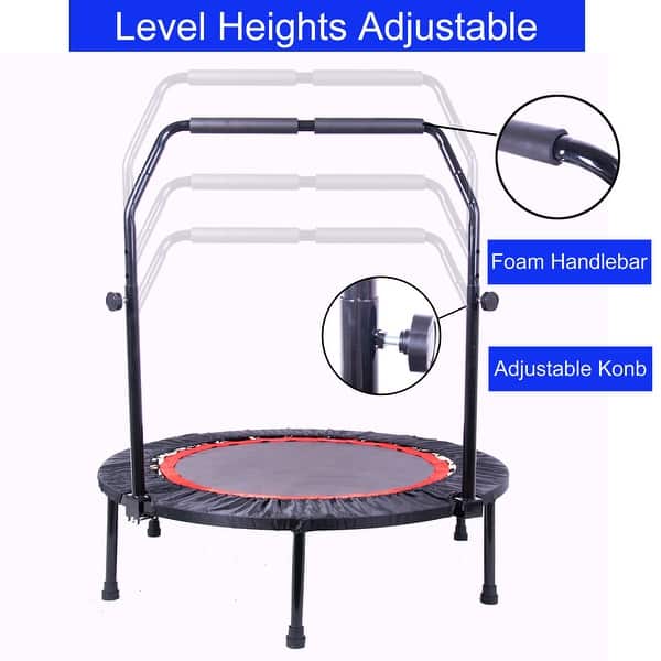 40/48 Inch Foldable Fitness Trampoline – Adjustable Foam Handle, Quiet