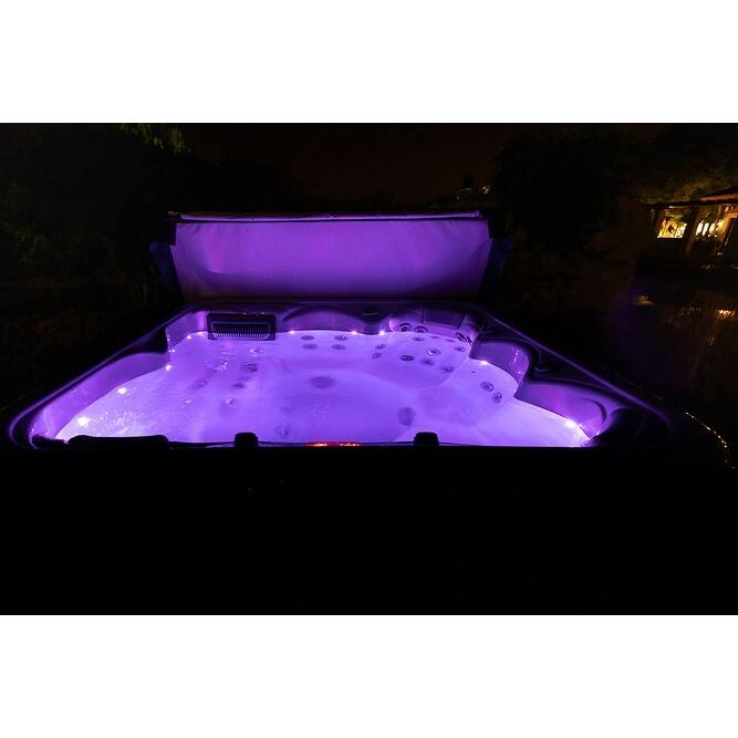 Buenospa New York 6 - Person 49 - Jet Hot Tub, Ice White, Gray with Ozone and LED Lights - Sterling Silver - 85 x 85 x 35