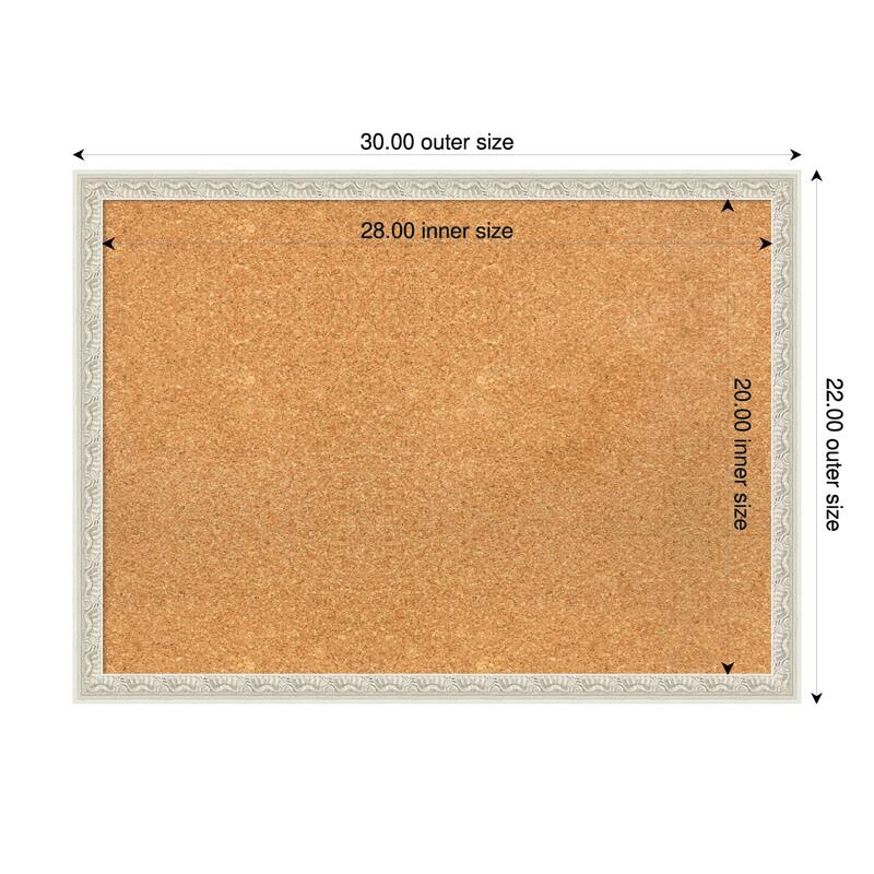 Bethany Silver Wood Framed Cork Board - Bulletin Board, Organization Board, Pin Board - Natural - 30 x 22 in