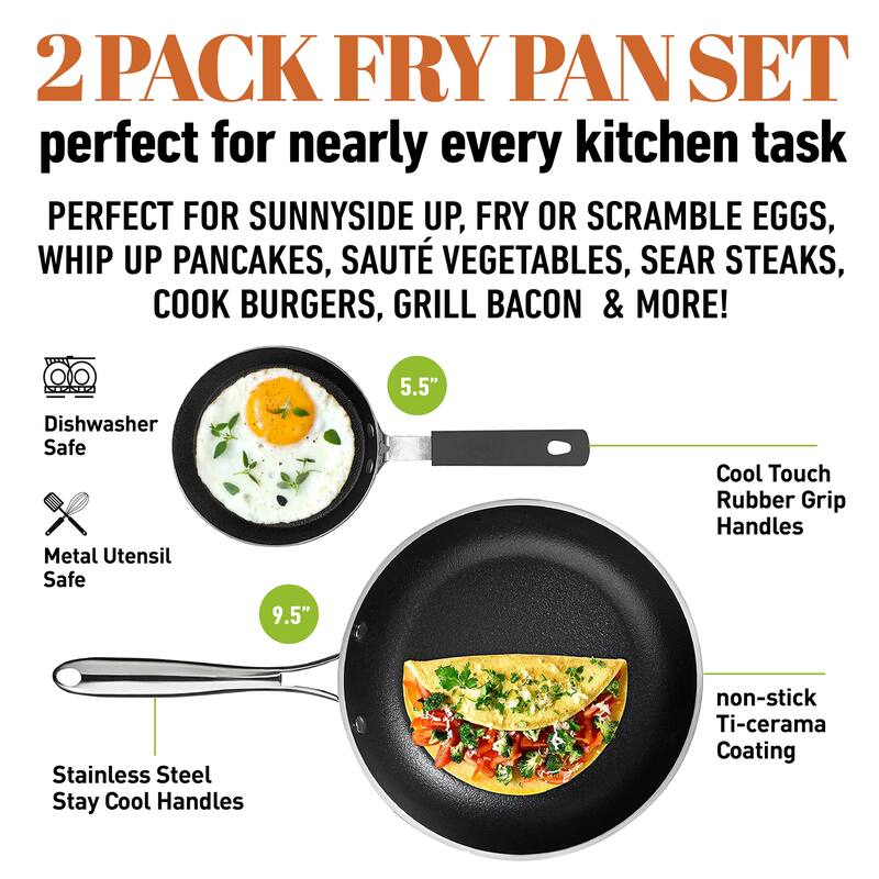 Gotham Steel Copper Cast Textured 5.5" and 9.5" Fry Pan Set