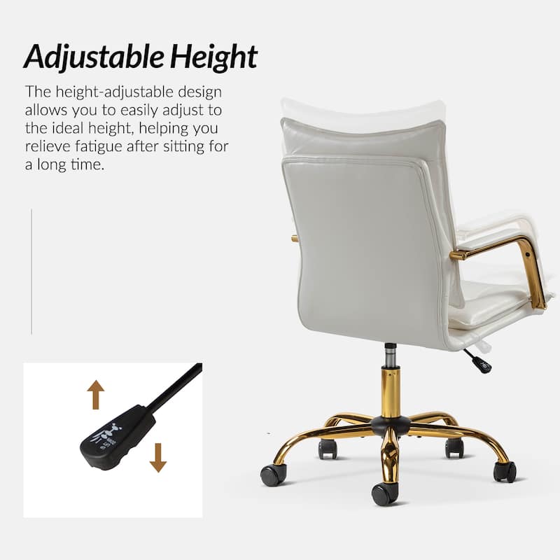 Zarina Modern Faux Leather Swivel Office Desk Chair with Height-adjustable by HULALA HOME