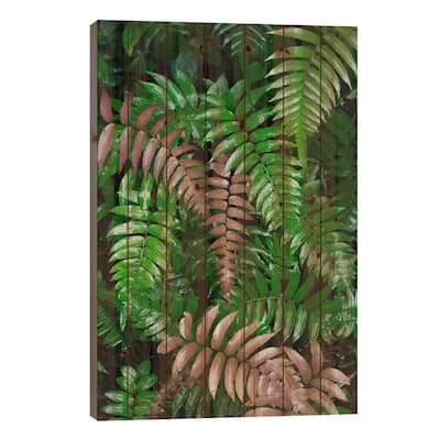 Wet Fern Fronds In Tropical Rainforest, Barro Colorado Island, Panama Print On Wood by Cyril Ruoso - Multi-Color
