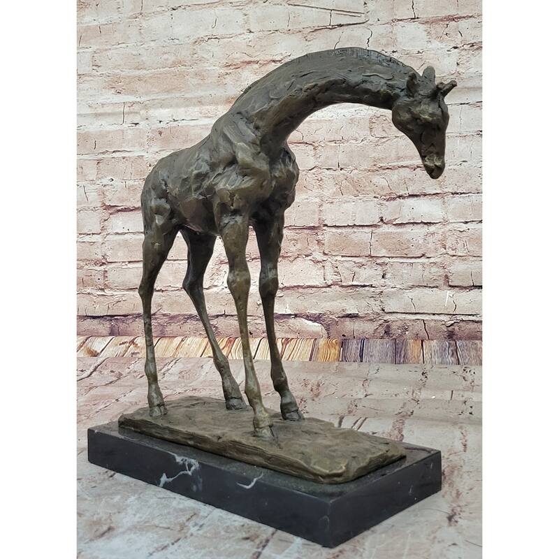 Milo Giraffe Bronze Sculpture – Graceful African-Inspired Art On Marble Base