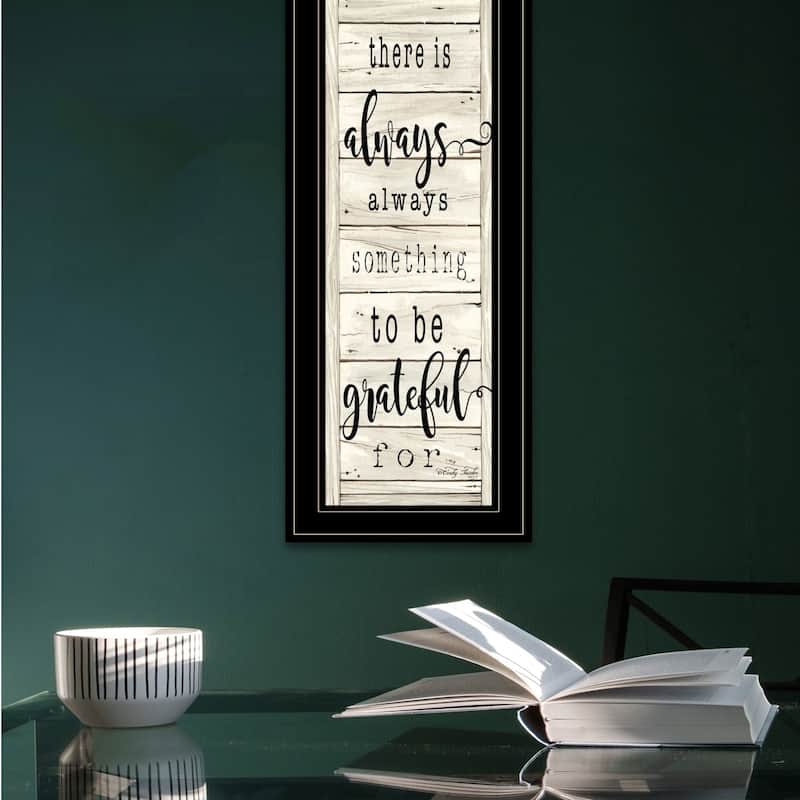 TrendyDecor4U Farmhouse "Be Grateful Collection" Framed Print Wall Art by Cindy Jacobs - Off-White