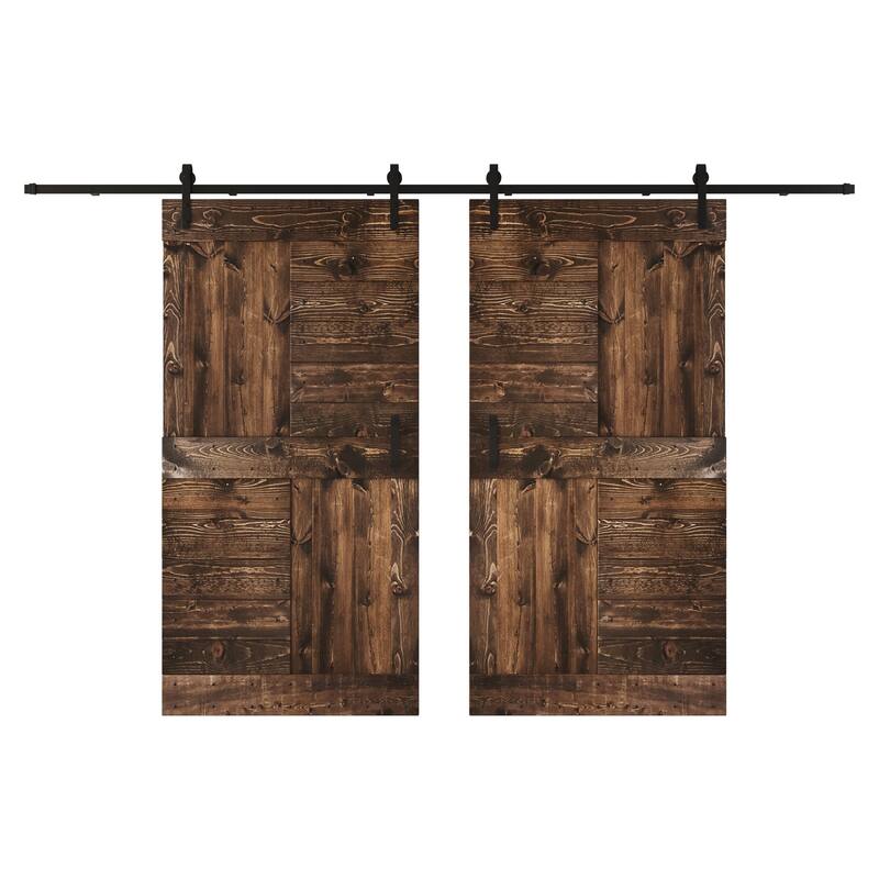 Coast Sequoia 48in/60in/72in/84in x 84in S Series Pine Wood Double Sliding Barn Door With Hardware Kit