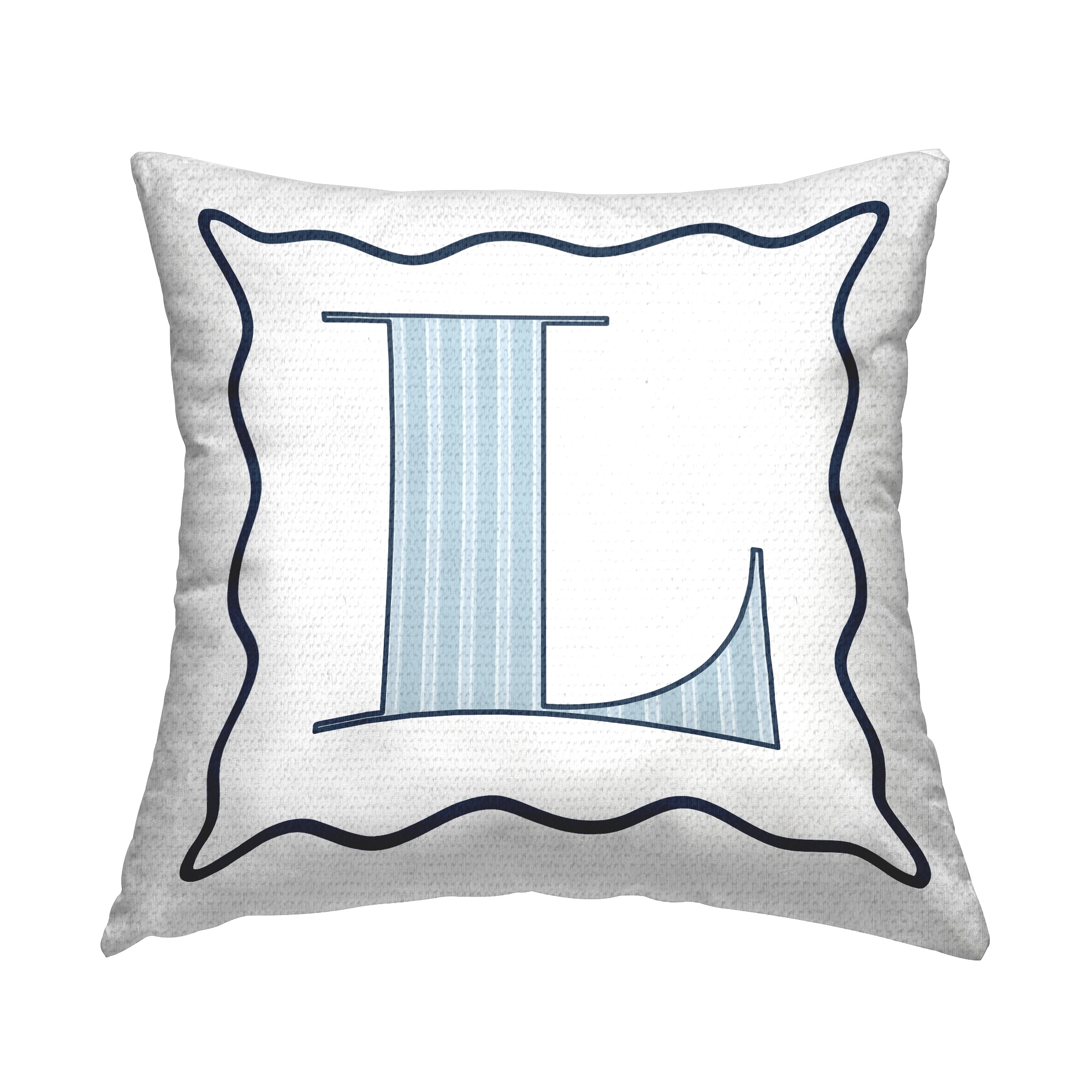 Stupell Blue Patterned Initial Printed Outdoor Throw Pillow Design by Lil' Rue