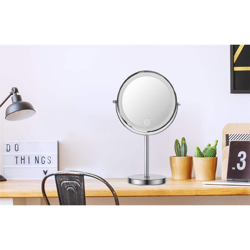 1X/10X 360 Rotation Makeup Mirror w/ Lights, 3 Color Lighting Dimmable
