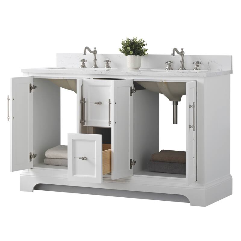Vanity Art 54" Double Sink Bathroom Vanity with Top & Backsplash