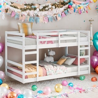 Twin over Twin Bunk Bed With Ladder And Solid Construction for Home