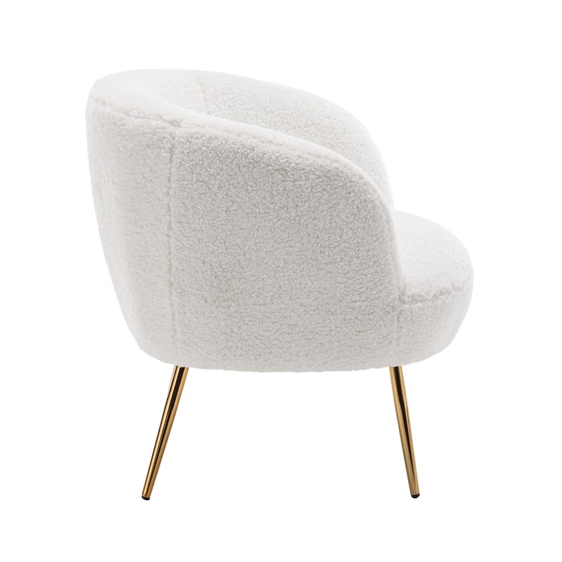 Porthos Home Yui Teddy Fabric Barrel Accent Chair with Golden Chrome Legs