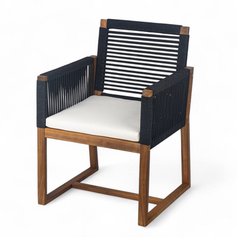 Christopher Knight Home - 7-Piece Acacia Outdoor Dining Table Set with Modern Handwoven Rope Chairs & Expandable Table