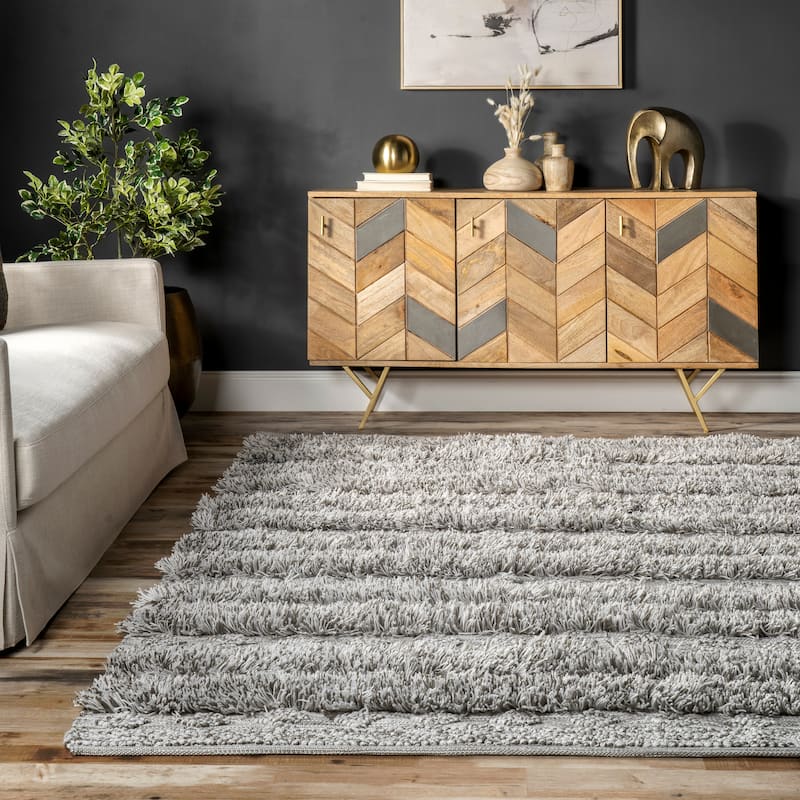 Nuloom Grey Southwestern Raised Tribal Band Area Rug