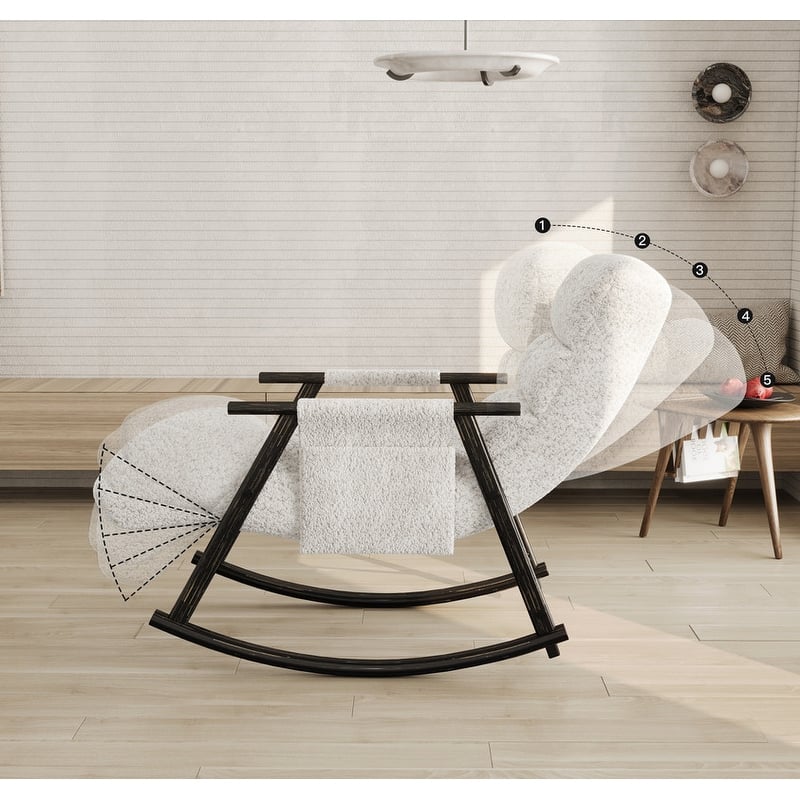 Folding Upholstered Rocking Chair, Lounge Rocking Chair