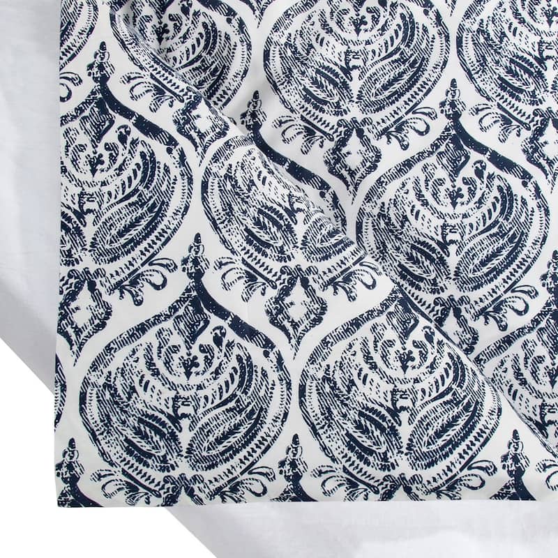 Indigo Hill by HiEnd Accents Prosper Navy Blue Medallion Printed Cotton 3 Piece Comforter with Pillow Shams