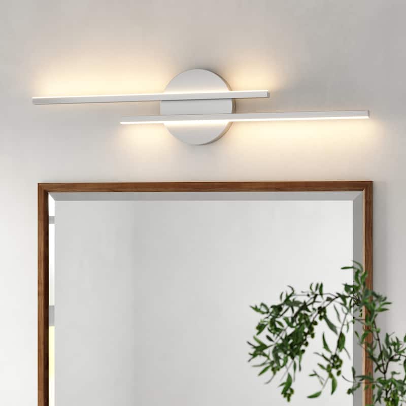 Modern Fixtures 21" Bathroom Vanity Lights Over Mirror Wall Sconce - Silver