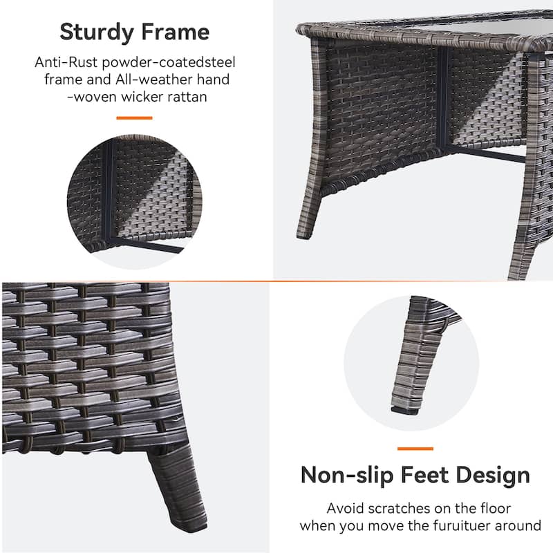 Pocassy Outdoor Patio Sofa Chairs with Coffee Table