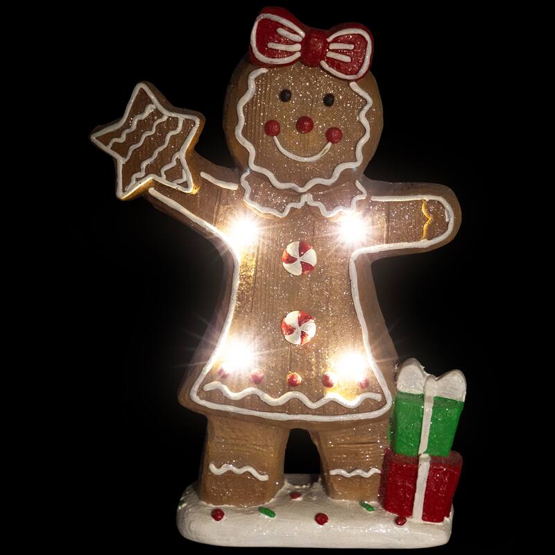 Lighted Gingerbread Cookie Girl Christmas Decoration - 14.5"