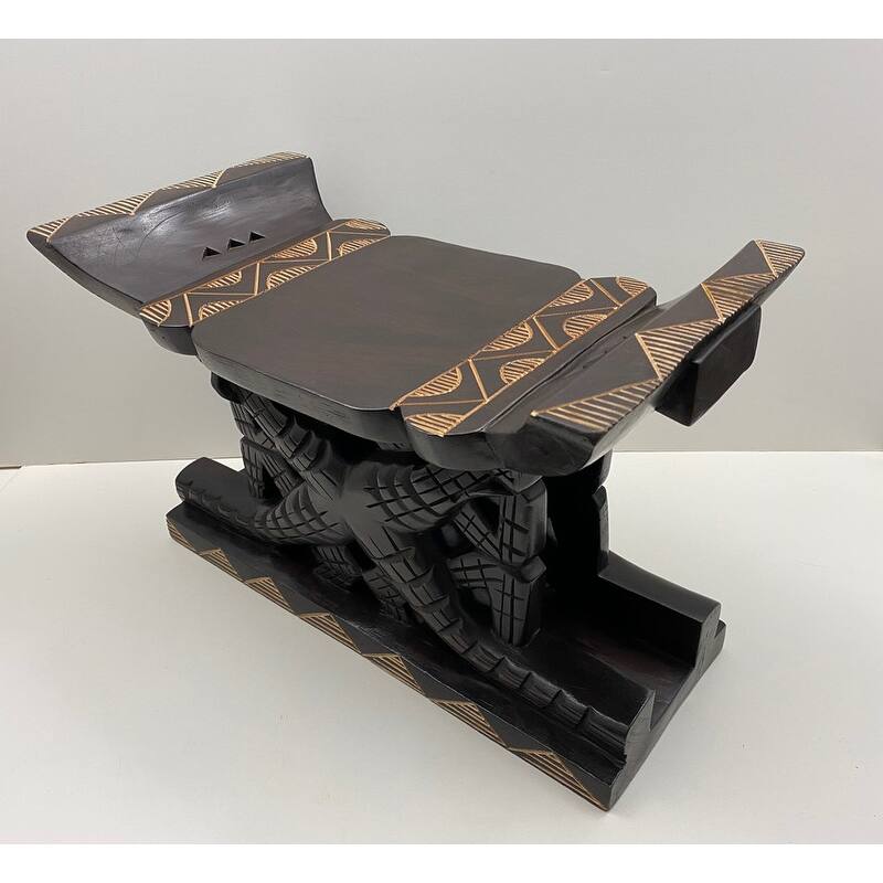 Handcarved Multicultural Royal Denkyem Stool (Ghana)