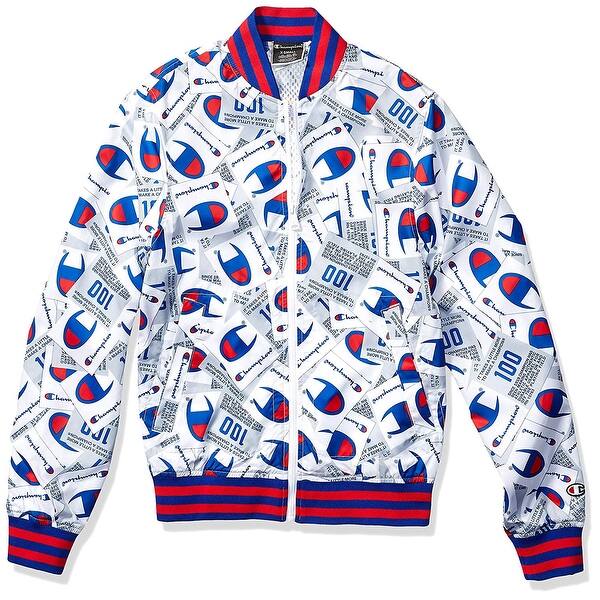 Shop Champion Mens Satin Printed Baseball Jacket Adult