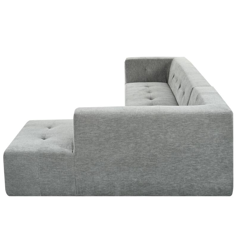 112.2" Chenille Modular L-Shaped Sofa Bed with Free Combination Design and No-Assembly Required