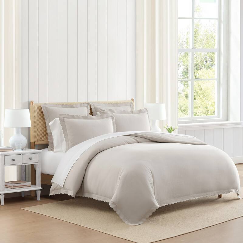 Martha Stewart Signature Scallop Solid Duvet Cover Set