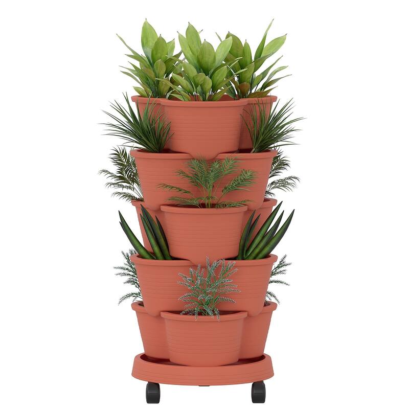 Vertical Strawberry Planter 5 Tier Hanging Vertical Gardening Planter Stackable Garden Tower Pot for Strawberries Flowers