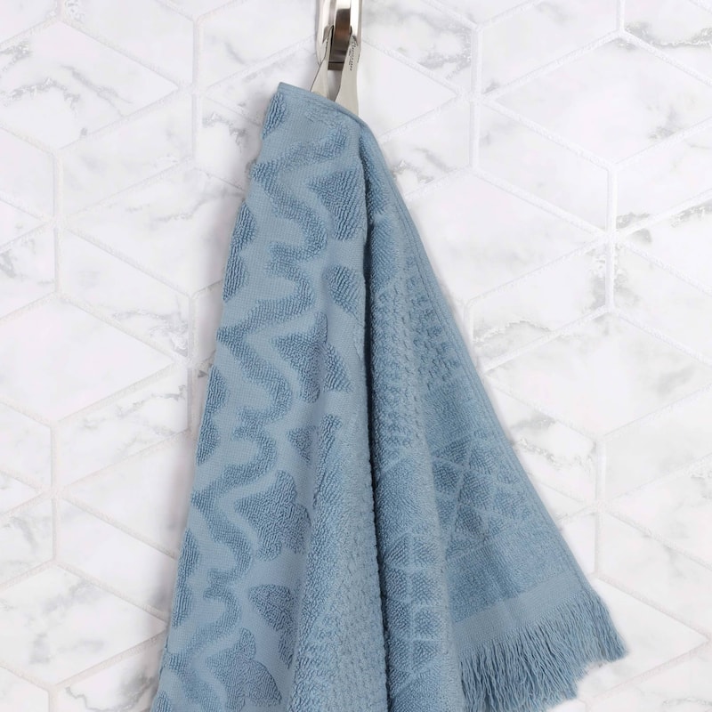 Superior Rolla Cotton Geometric Jacquard Face Towel Washcloth Set of 12