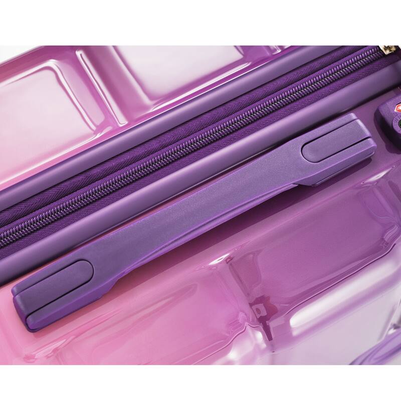 3-Piece, 20-Inch Modern Hard Shell Luggage with USB Port and Spinner Wheels, for Boarding Travel, Purple