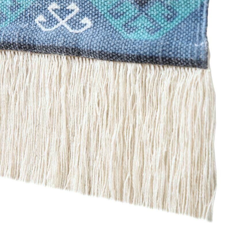 Sevita Bordered Boho Wall Hanging with Macrame Fringe