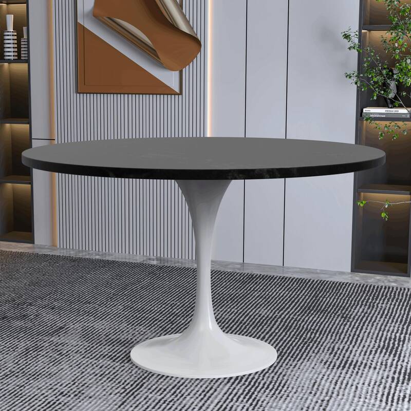 Verve 48" Round Dining Table with MDF Top and White Steel Base - 47.24