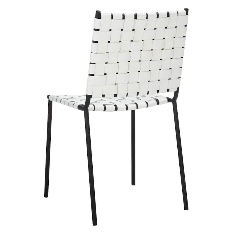 SAFAVIEH Marvel Woven Leather Dining Chair (Set of 2) - 17" W x 20.5" L x 33.8" H - 17"Wx21"Dx34"H