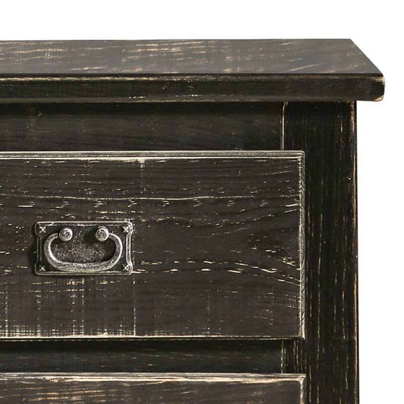 Black 2 Drawer 16 in. W Nightstand with Sturdy Drawer Pulls