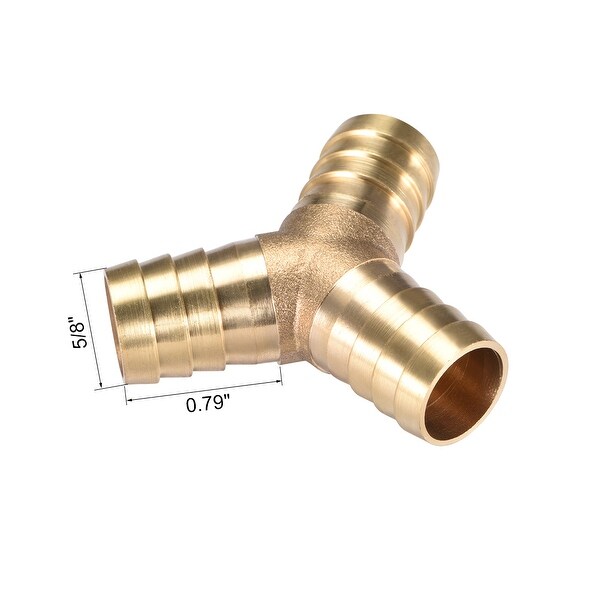 Brass Hose Barb Air Gas Y Shape 3 Way Connector Fittings 5/8 x 5/8 x 5/8, 1 